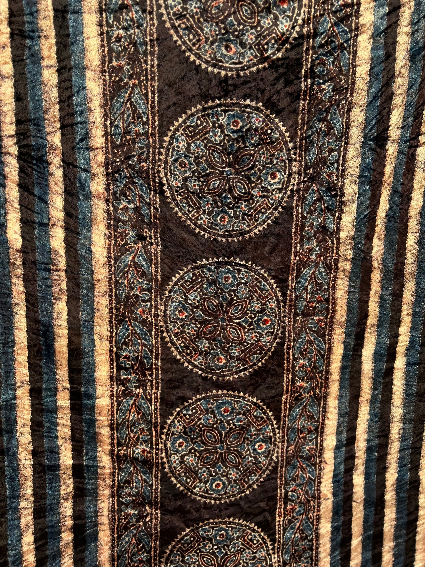 Versed - Unstitched Velvet Fabric with Hand Block Ajrakh Print