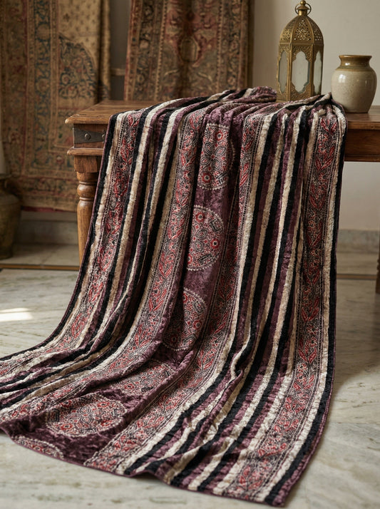 Velvet Fabric with Ajrakh Print