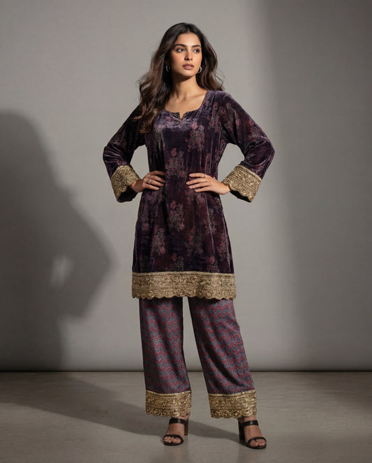 Umber - Velvet Co-ord Set for Women
