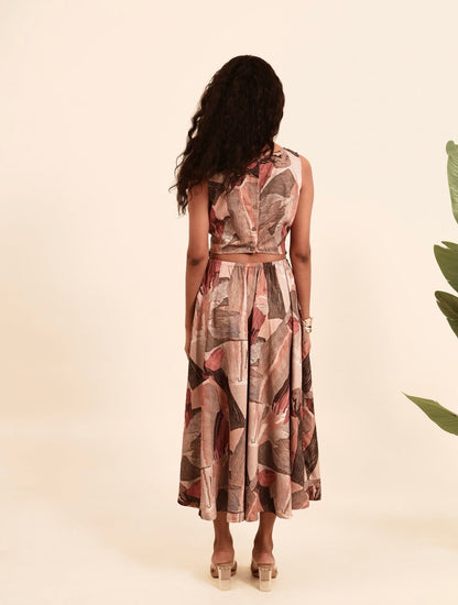 Chaar Charm - Fluid Abstract Print Casual Dress