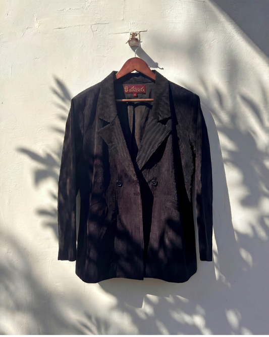 Black Off - Black Corduroy Double Breasted Jacket