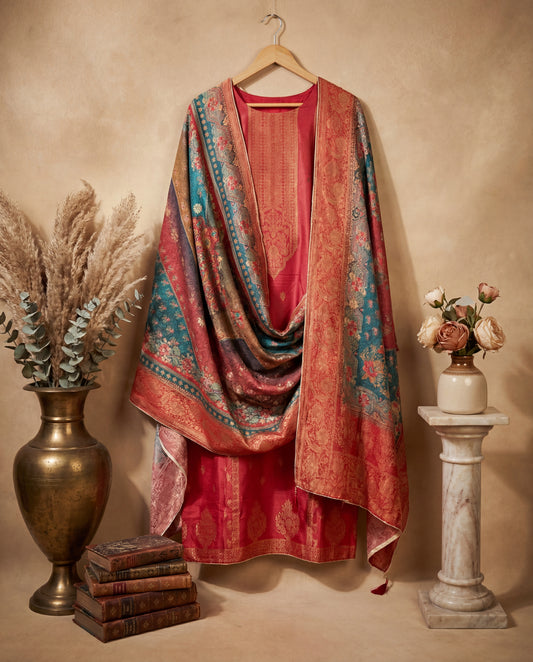 Samaya - Three Piece Unstitched Pashmina Suit Set for Women