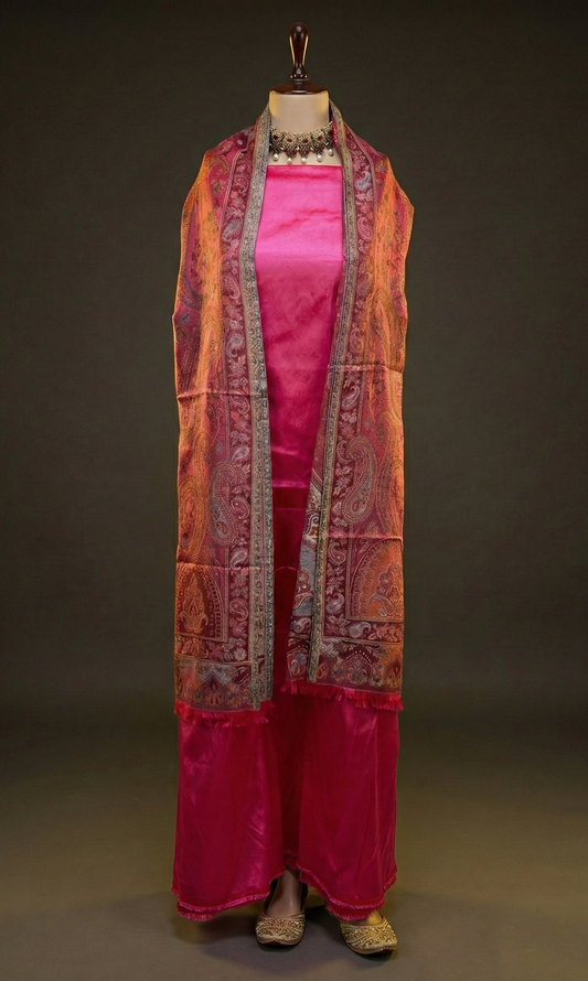 Rajè - Taffeta Silk Suit Fabric with Kani-Print Woollen Stole
