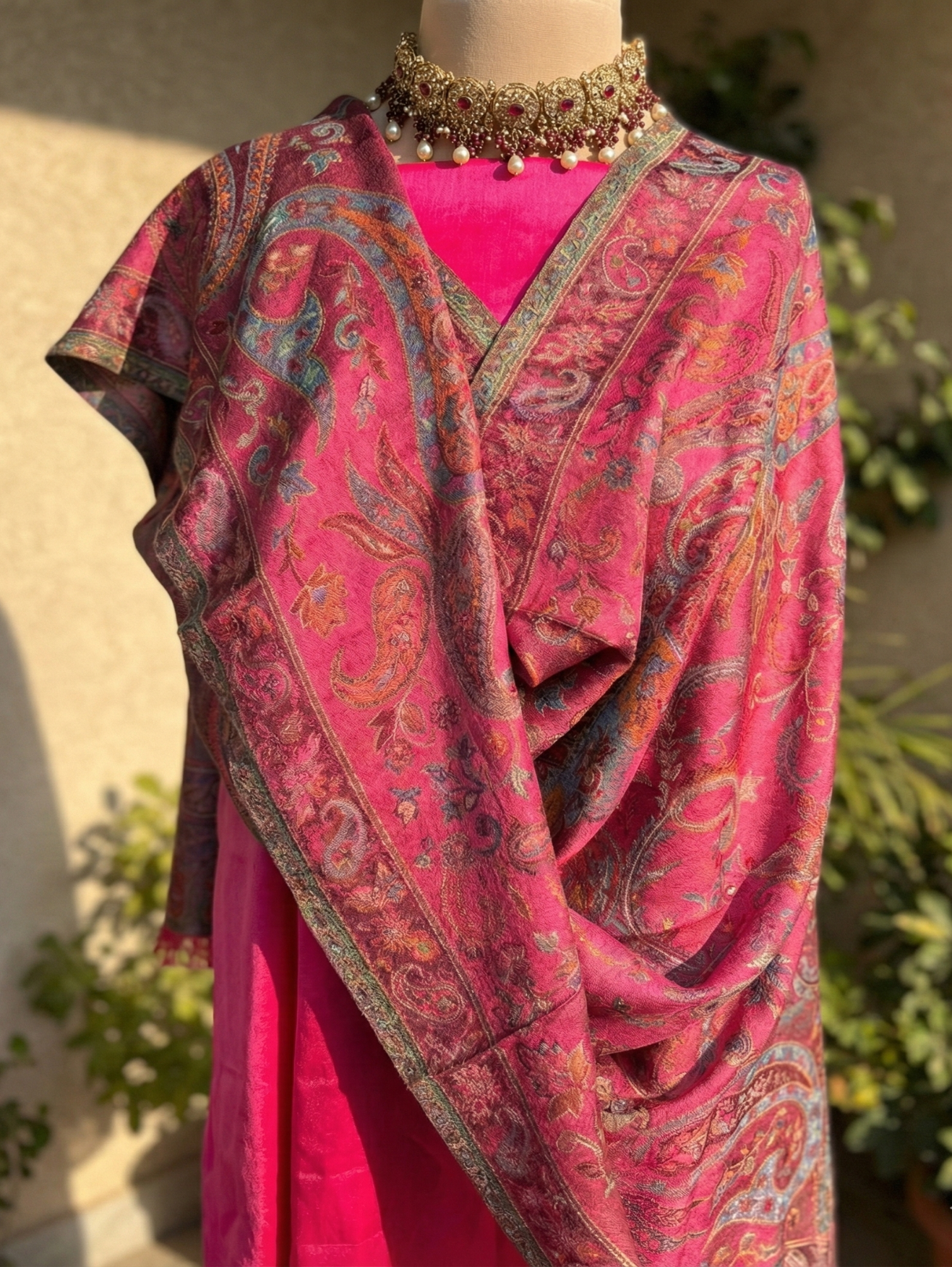 Rajè - Taffeta Silk Suit Fabric with Kani-Print Woollen Stole