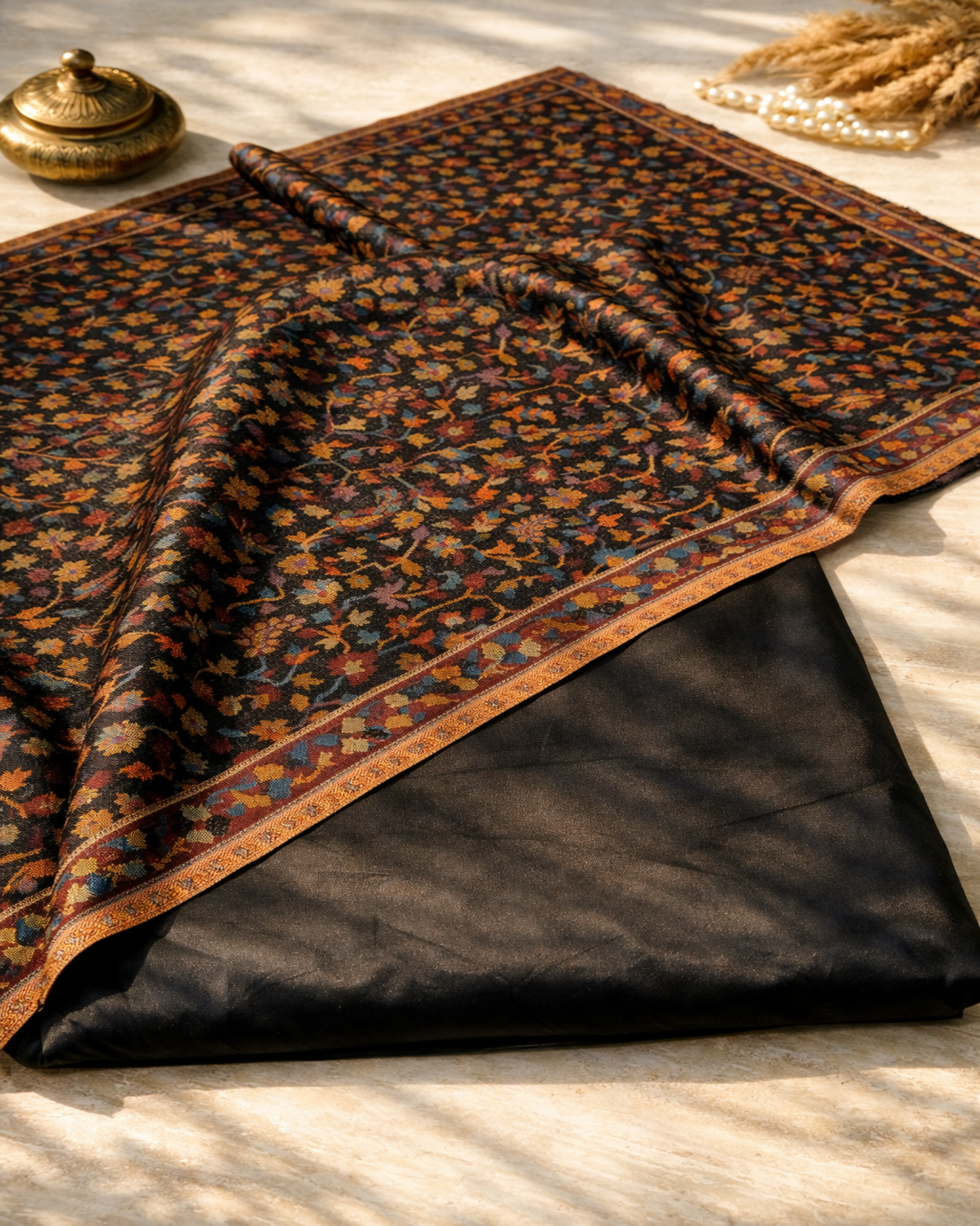 Rajè - Taffeta Silk Suit Fabric with Kani-Print Woollen Stole